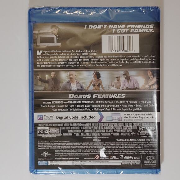 Furious 7 (Blu-ray + DVD + Digital HD, 2015) – Universal Studios - Picture 5 of 5
